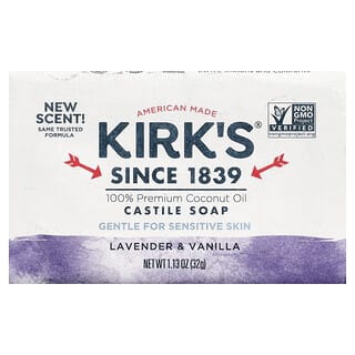 Kirk's, 100% Premium Coconut Oil Castile Bar Soap, Lavender & Vanilla, 1.13 oz (32 g)