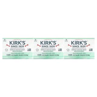 Kirk's, 全優質椰子油、溫和卡斯蒂亞香皂、舒緩蘆薈，3根，每根 4 盎司（113 克）