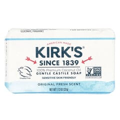 Kirk's, 100% Premium Coconut Oil Gentle Castile Bar Soap, Original Fresh, 1.13 oz (32 g)