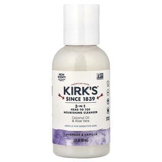Kirk's, 3-in-1 Head To Toe Nourishing Cleanser, Lavender & Vanilla, 2 fl oz (60 ml)