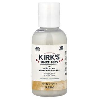Kirk's, 3-In-1 Head To Toe Nourishing Cleanser, Citrus Twist, 2 fl oz (60 ml)