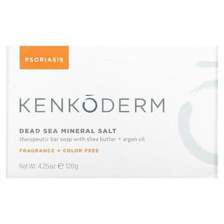 Kenkoderm, Therapeutic Bar Soap with Shea Butter + Argan Oil, Dead Sea Mineral Salt, Fragrance Free, 4.25 oz (120 g)
