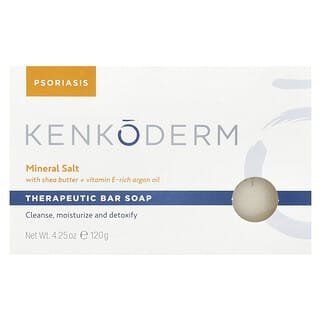 Kenkoderm, 미네랄 소금 치료 비누, 시어버터 + 비타민E 함유 - 풍부한 아르간오일, 향료 무함유, 120g(4.25oz)