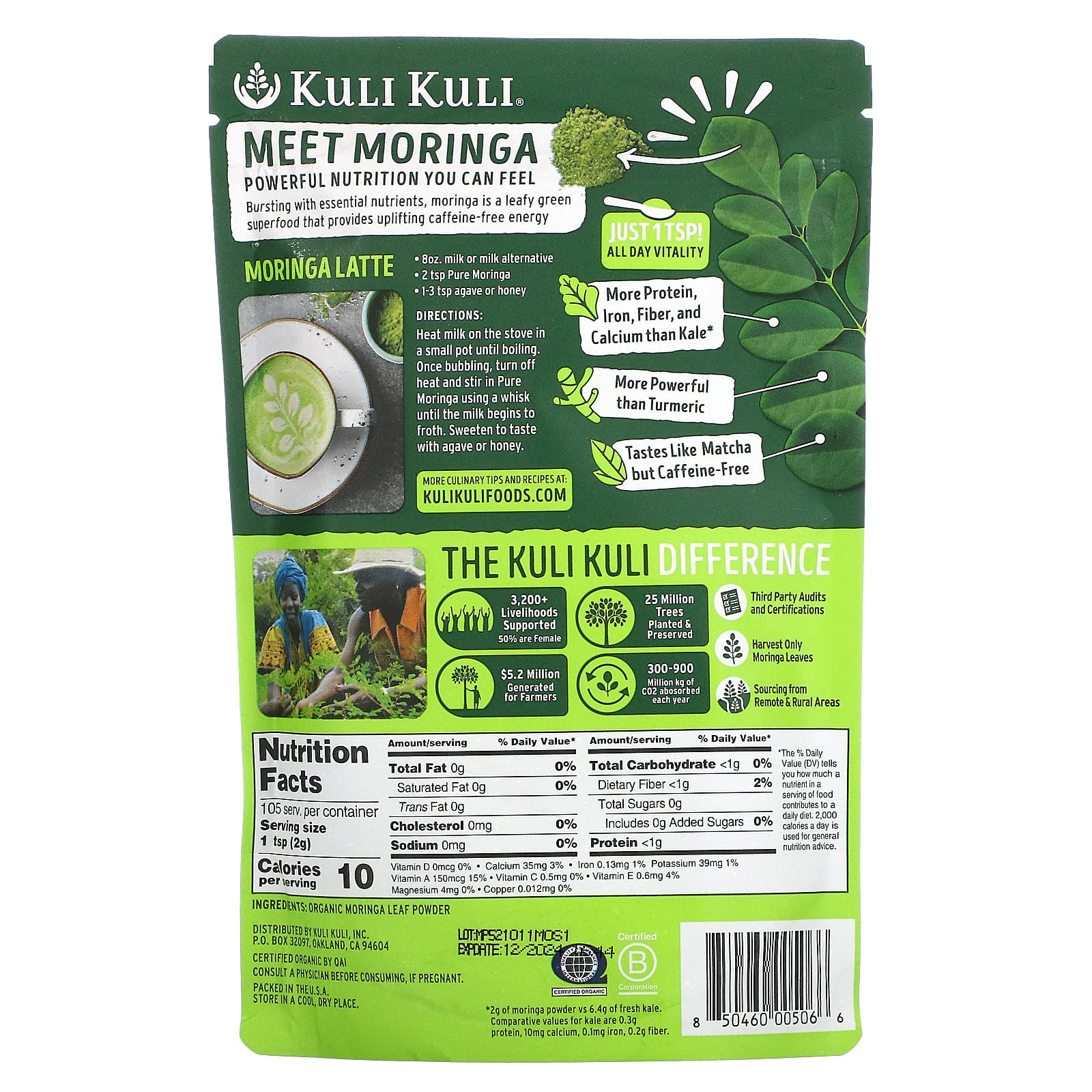 Kuli Kuli, Organic Pure Moringa Superfood Powder, 7.4 Oz (210 G)