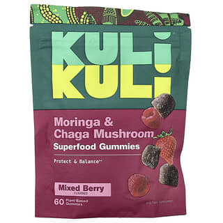 Kuli Kuli, Supergomitas, Moringa y chaga adaptógeno, Bayas mixtas, 60 gomitas con superalimentos