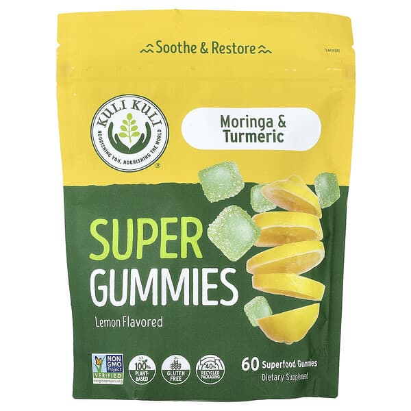 Super Gummies, Moringa & Turmeric, Lemon, 60 Superfood Gummies