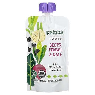 Kekoa, Comida orgánica para bebés, Remolacha, hinojo y col rizada`` 99 g (3,5 oz)