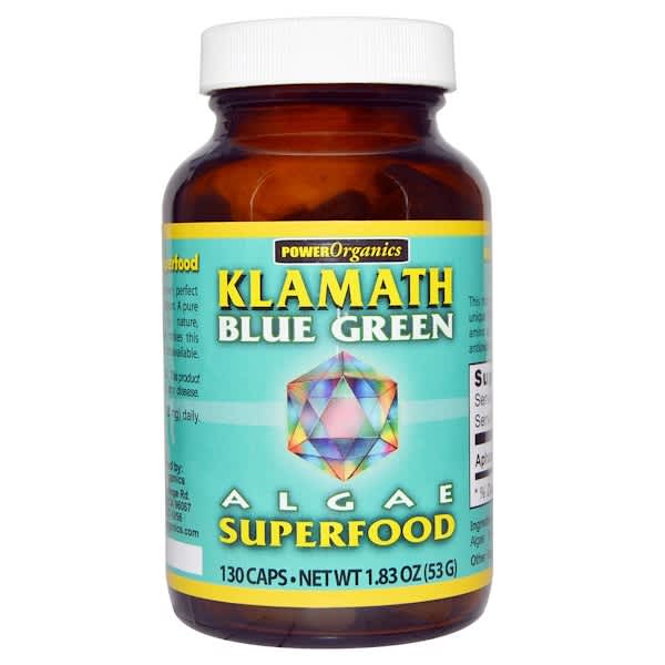 Klamath, パワーオーガニック, 藻類スーパーフード, クラマスブルーグリーン, 130 カプセル