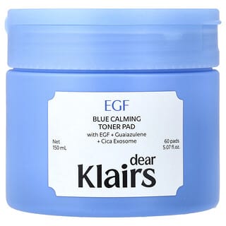 Dear, Klairs, EGF Blue Calming Toner Pads, 60 Pads, 5.07 fl oz (150 ml)