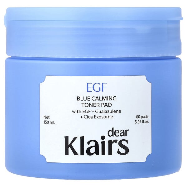 Dear, Klairs, EGF Blue Calming Toner Pads, 60 Pads
