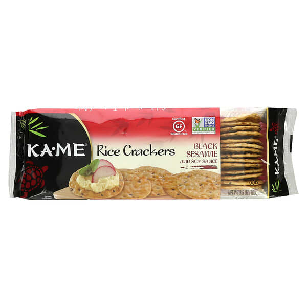 KAME‏, مقرمشات الأرز ، السمسم الأسود وصلصة الصويا ، 3.5 أونصة (100 جم)