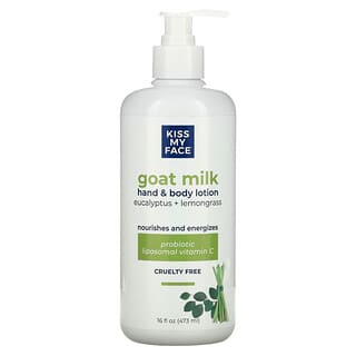 Kiss My Face, Goat Milk Hand & Body Lotion, Eucalyptus + Lemongrass, 16 fl oz (473 ml)