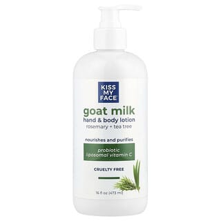 Kiss My Face, Lait de chèvre pour les mains et le corps, Romarin et tea tree, 473 ml