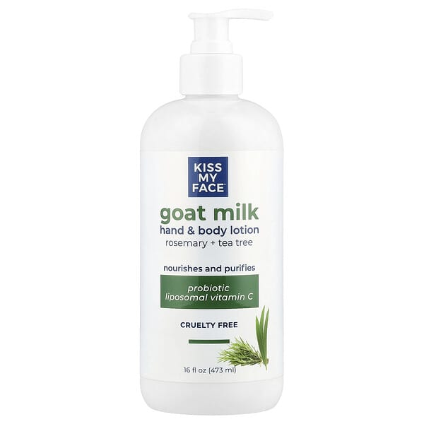 Kiss My Face, 산양유 핸드 앤드 바디 로션, 로즈메리 + 티트리, 473ml(16fl oz)