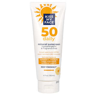 Kiss My Face, 50 Daily, Mineral Sunscreen, SPF 50, Fragrance Free, 4 fl oz (118 ml)