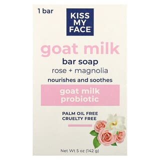 Kiss My Face‏, סבון חלב עיזים, ורד + מגנוליה, 142 גרם (5 אונקיות)