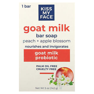 Kiss My Face, Pain de savon au lait de chèvre, Pêche + Fleur de pommier, 142 g