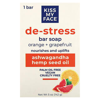 Kiss My Face, De-Stress, Bar Soap, Orange + Grapefruit, 5 oz (142 g)