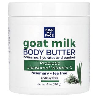 Kiss My Face, Goat Milk Body Butter, Rosemary + Tea Tree, 6 oz (170 g)
