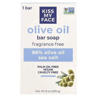 Kiss My Face, Barra de jabón con aceite de oliva, Sin fragancia, 230 g (8 oz)