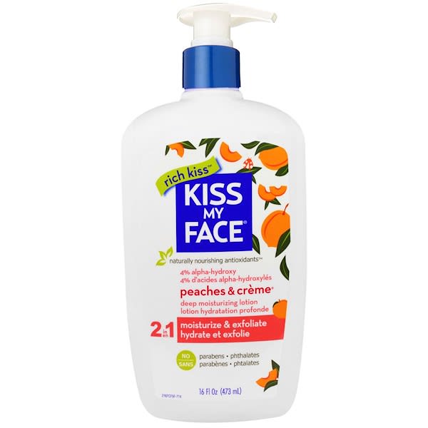 Kiss My Face, 桃子和奶油，2合1深层保湿乳液，16液量盎司（473毫升） (已停产商品) 
