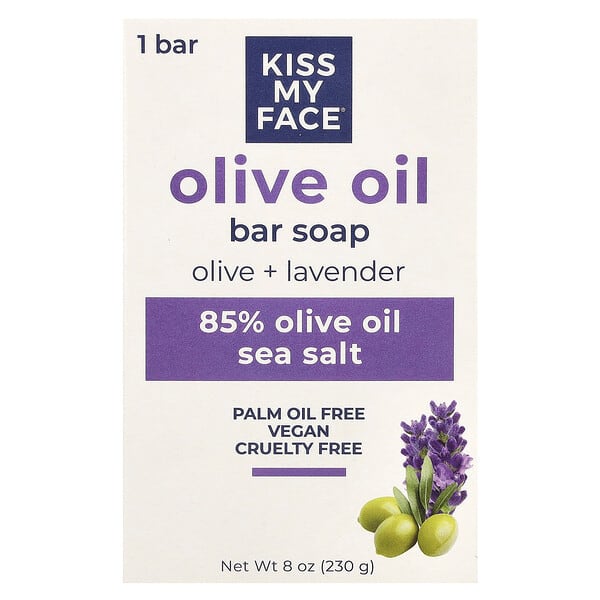Kiss My Face, Săpun cu ulei de măsline, măsline și lavandă, 8 oz (230 g)