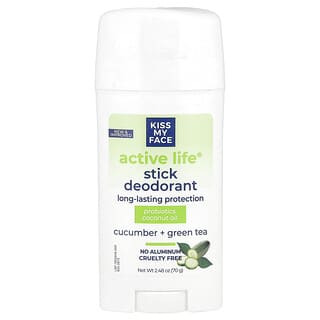 Kiss My Face, Active Life®, Stick Deodorant, Cucumber + Green Tea, 2.48 oz (70 g)