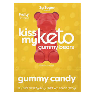 Kiss My Keto, Keto Gummy Bears, жевательные мармеладки в форме мишек, подходит для кетодиеты, со вкусом фруктов, 12 пакетиков по 23 г (0,79 унции)