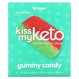 Kiss My Keto, Bonbons gommeux, Tranches de pastèque, 6 sacs, 50 g chacun