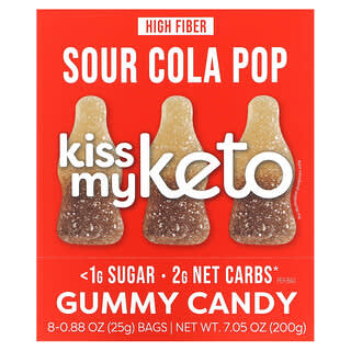 Kiss My Keto, Gummy Candy, Sour Cola Pop, 8 Bags, 0.88 oz (25 g) Each