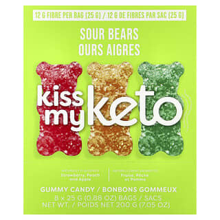 Kiss My Keto, Gula-gula Bergetah, Beruang Masam, 8 Beg, 0.88 oz (25 g)