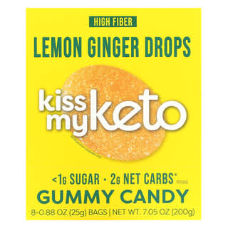 Kiss My Keto, Gummy Candy, лимонно-имбирные капли, 8 пакетиков по 25 г (0,88 унции)