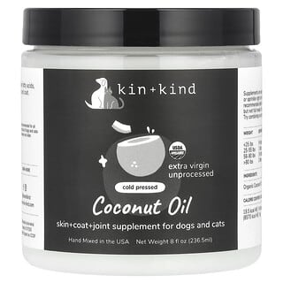 Kin+Kind, Aceite de coco, Para perros y gatos, 236,5 ml (8 oz. líq.)