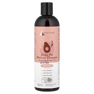 Kin+Kind, Champú natural con picazón para mascotas con aguacate, para perros y gatos, romero, 12 fl oz (354 ml)