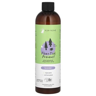 Kin+Kind, Prevención de pulgas y garrapatas, Spray protector para perros y gatos, Lavanda, 354 ml (12 oz. Líq.)