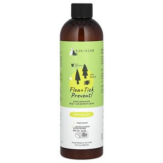 Kin+Kind, Prevenção contra Pulgas + Carrapatos, Spray de Proteção para Cão e Gato, Capim-limão, 354 ml (12 fl oz)
