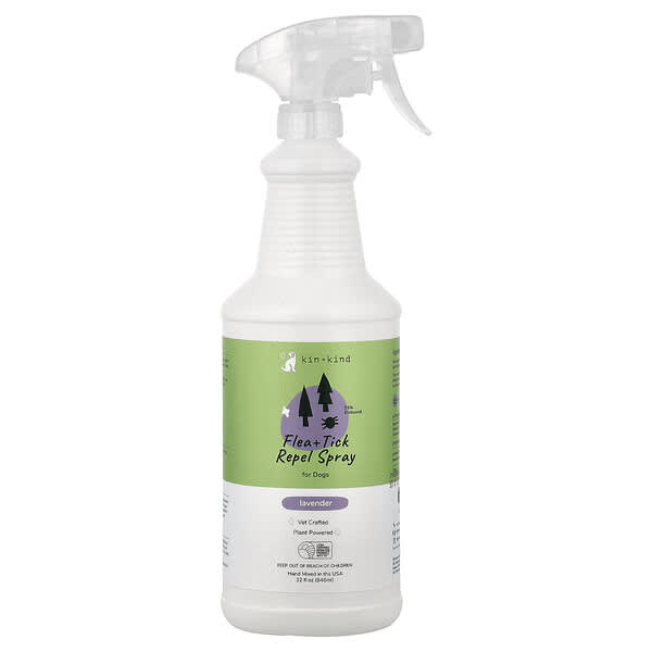 Kin+Kind, 벼룩 + 진드기 방지 스프레이, 반려견용, 라벤더 향, 946ml(32fl oz)