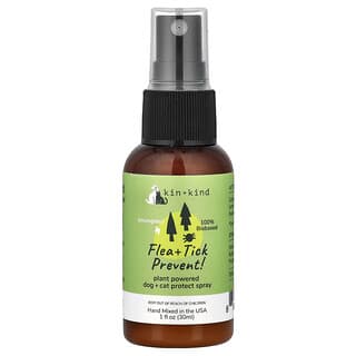 Kin+Kind, Flea + Tick Prevent!, Hunde- und Katzenschutzspray, Zitronengras, 30 ml (1 fl. oz.)