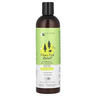 Kin+Kind, Soulagement des puces et des tiques !, Shampooing à base de plantes pour chiens et chats, Lemongrass, 354 ml