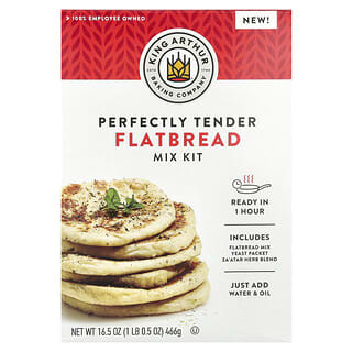 King Arthur Baking Company, Perfectly Tender Flatbread Mix Kit, Fladenbrot-Mischkit, 466 g (16,5 oz.)