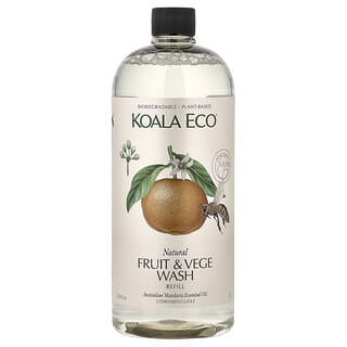 Koala Eco‏, מילוי לשטיפת פירות וירקות טבעיים, שמן אתרי מנדרינה אוסטרלית, 1 ליטר (33.8 אונקיות נוזל)