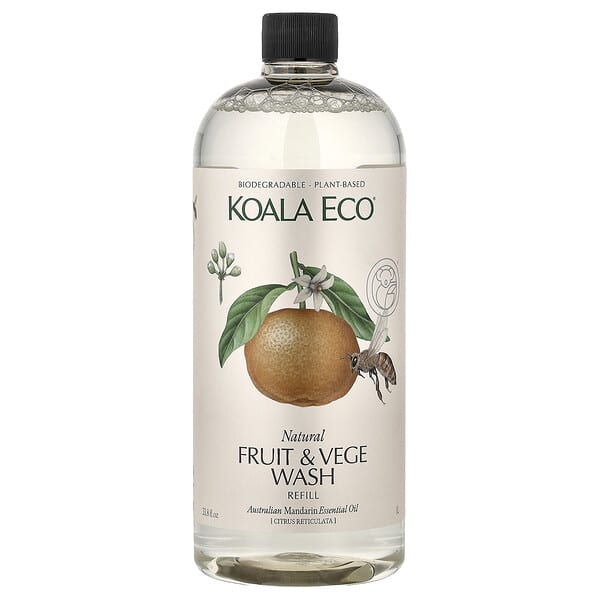 Koala Eco, 천연 과일 및 채소 세정제, 리필, 호주산 만다린 에센셜 오일, 1l(33.8fl oz)