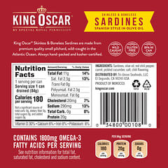 King Oscar, Sardinen ohne Haut und ohne Knochen, Chili nach spanischer Art und Olivenöl, 120 g (4,23 oz.)