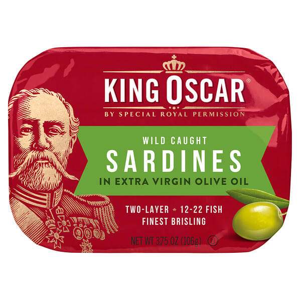 King Oscar, Pescado silvestre, Sardinas en aceite de oliva extra virgen, Dos capas de pescado de 12 a 22 oz, 106 g (3,75 oz)