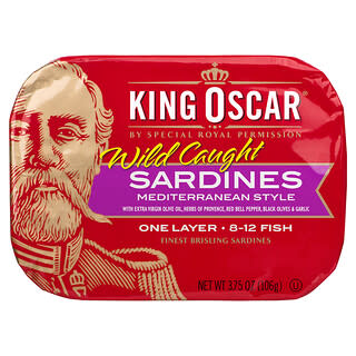 King Oscar, 野生捕撈，地中海風味沙丁魚，3.75 盎司（106 克）