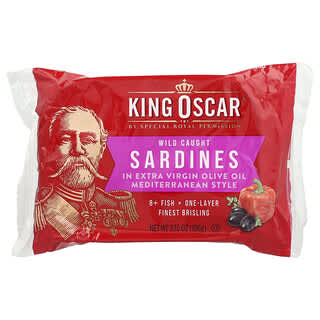 King Oscar, Диви уловени сардини, средиземноморски стил, 3,75 унции (106 г)