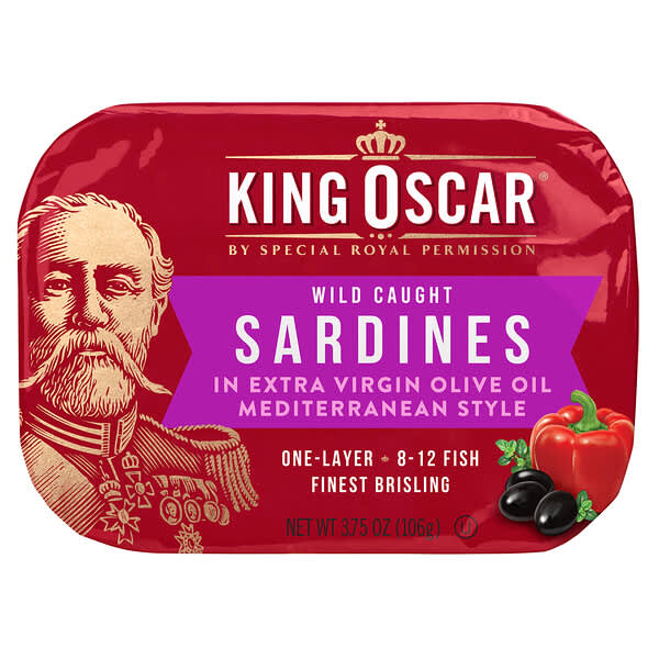 King Oscar, Pescado salvaje, Sardinas al estilo mediterráneo, 106 g (3,75 oz)
