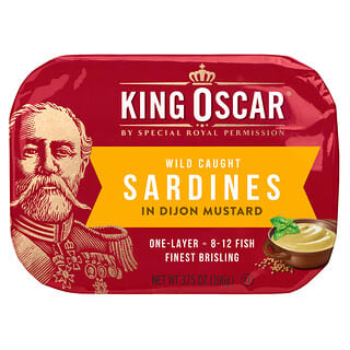King Oscar, 野生捕撈沙丁魚，第戎芥末味，3.75 盎司（106 克）