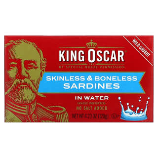 King Oscar, Сардины без кожи и костей в воде, 120 г (4,23 унции)