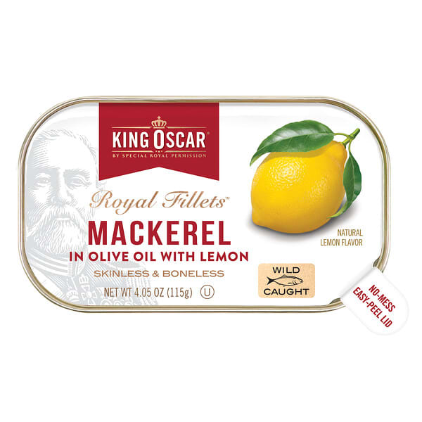 King Oscar, Royal Fillets，鯖魚，保存於橄欖油（含檸檬），4.05 盎司（115 克）